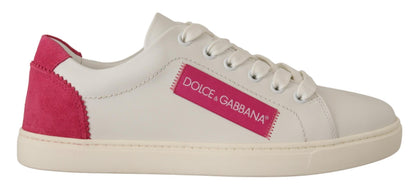 Baskets Dolce & Gabbana femme basses en cuir blanc et rose – LA9902
