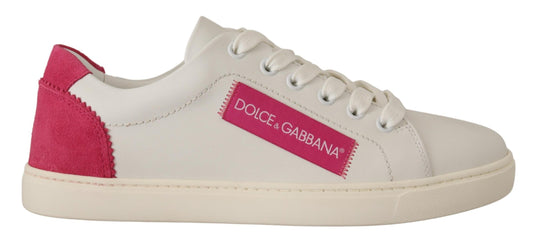 Baskets Dolce & Gabbana femme basses en cuir blanc et rose – LA9902
