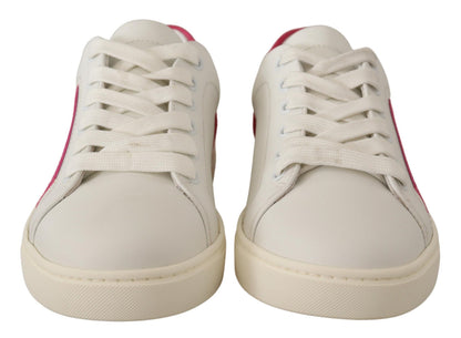 Baskets Dolce & Gabbana femme basses en cuir blanc et rose – LA9902