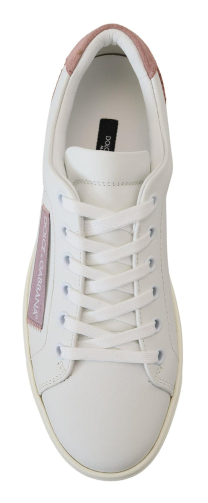 Baskets Dolce & Gabbana femme basses en cuir blanc et rose – LA10057