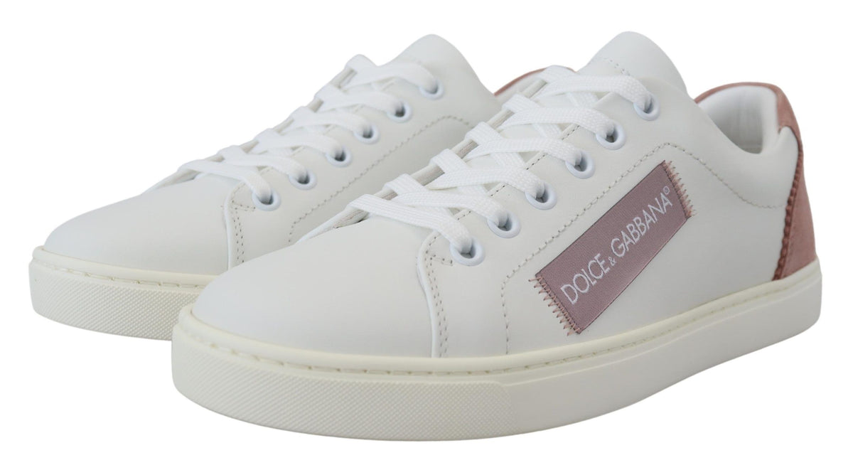 Baskets Dolce & Gabbana femme basses en cuir blanc et rose – LA10057