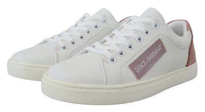 Baskets Dolce & Gabbana femme basses en cuir blanc et rose – LA10057