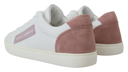 Baskets Dolce & Gabbana femme basses en cuir blanc et rose – LA10057
