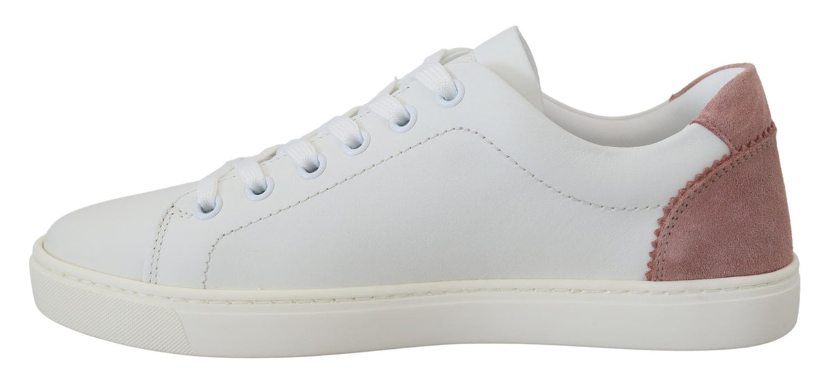 Baskets Dolce & Gabbana femme basses en cuir blanc et rose – LA10057