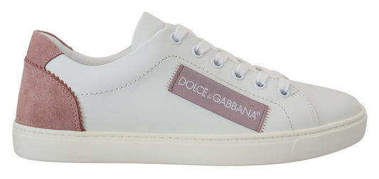 Baskets Dolce & Gabbana femme basses en cuir blanc et rose – LA10057