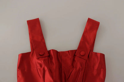 Dolce & Gabbana Red A-line Pleated Satin Silk Dress by Dolce & Gabbana