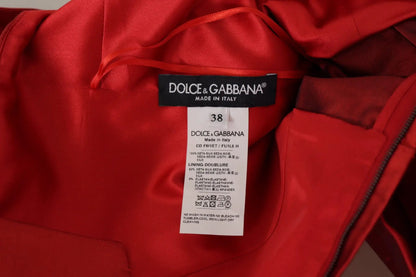 Dolce & Gabbana Red A-line Pleated Satin Silk Dress by Dolce & Gabbana