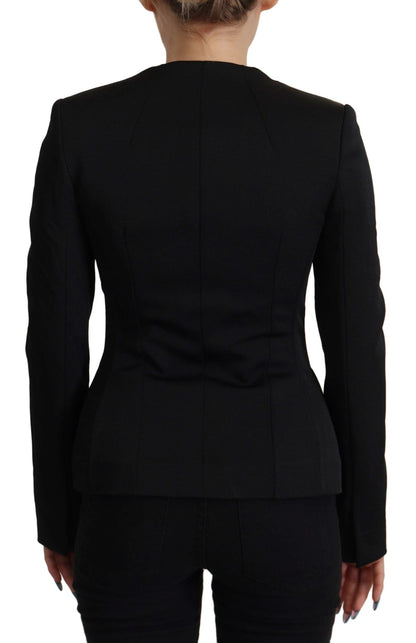 Dolce & Gabbana Black Slim Fit Long Sleeves Snap Jacket by Dolce & Gabbana