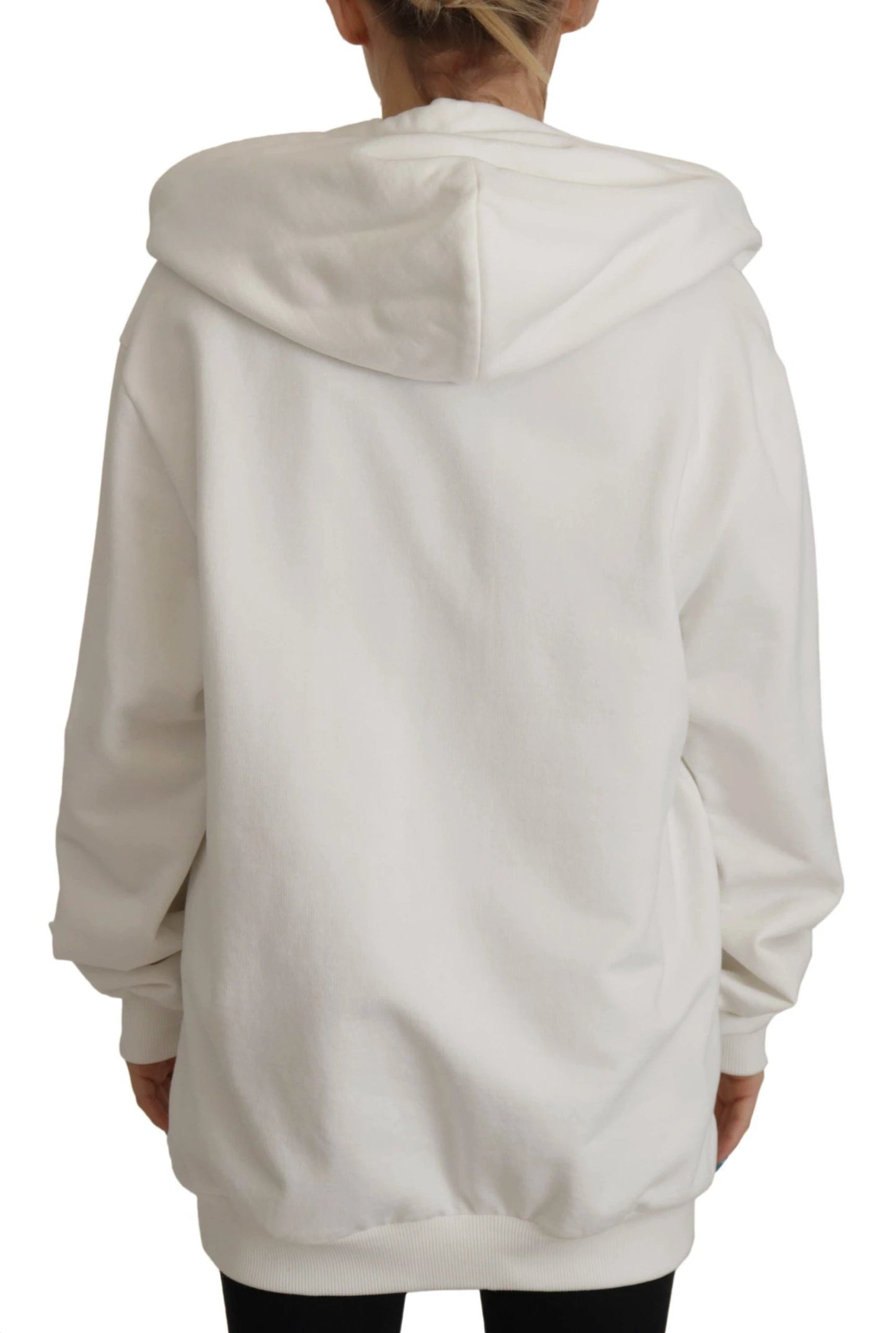 Dolce & Gabbana White Hoodie Pullover Embroidered Sweater by Dolce & Gabbana