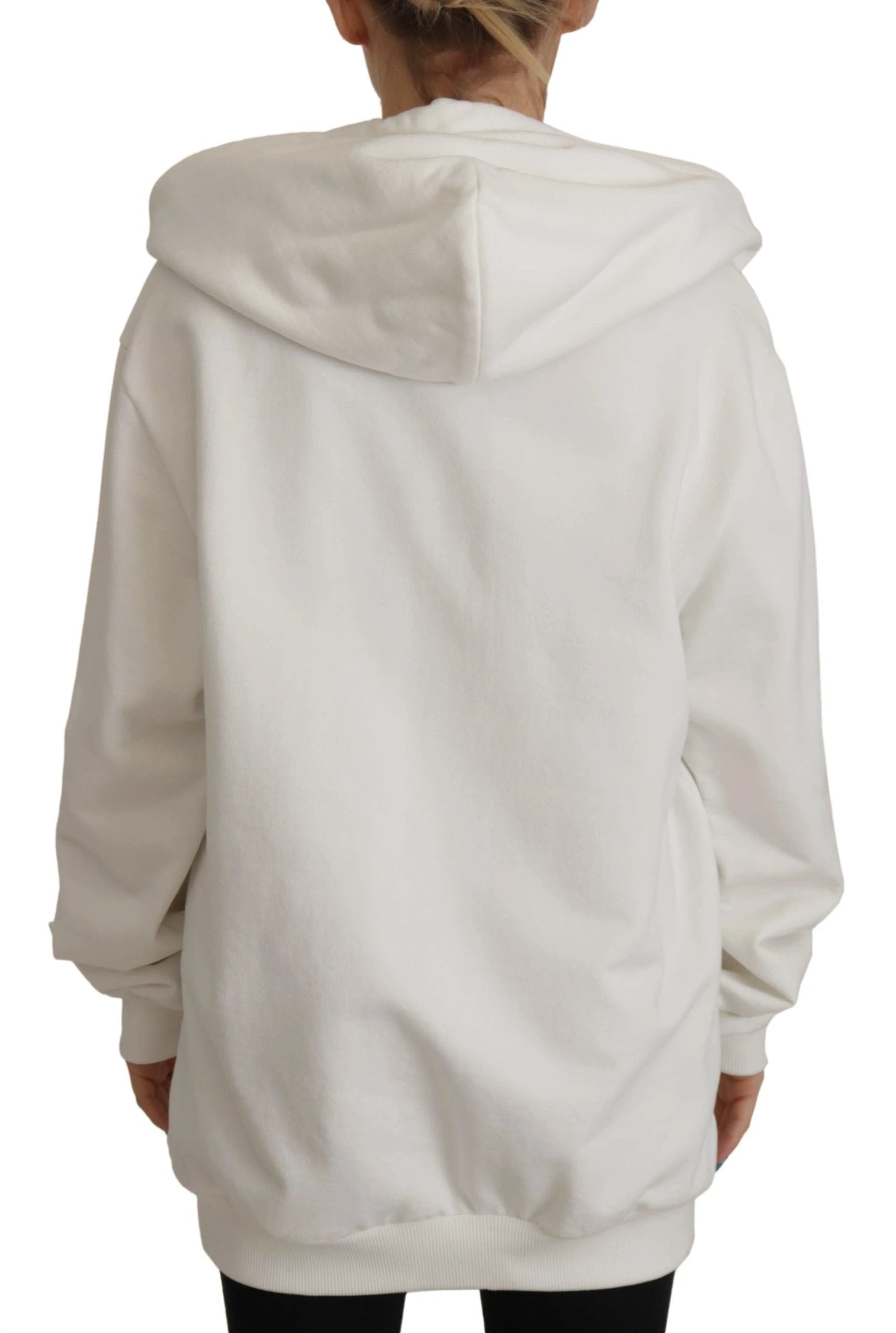 Dolce & Gabbana White Hoodie Pullover Embroidered Sweater by Dolce & Gabbana