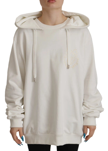 Dolce & Gabbana White Hoodie Pullover Embroidered Sweater by Dolce & Gabbana