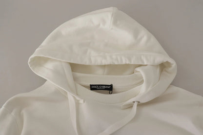 Dolce & Gabbana White Hoodie Pullover Embroidered Sweater by Dolce & Gabbana