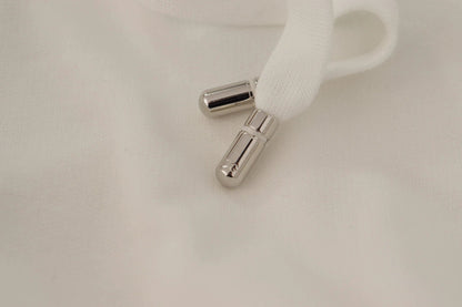 Dolce & Gabbana White Hoodie Pullover Embroidered Sweater by Dolce & Gabbana