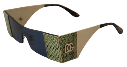 Dolce & Gabbana Gold Metal Rectangle Shades DG2263 Sunglasses by Dolce & Gabbana