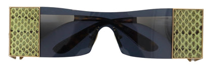 Dolce & Gabbana Gold Metal Rectangle Shades DG2263 Sunglasses by Dolce & Gabbana