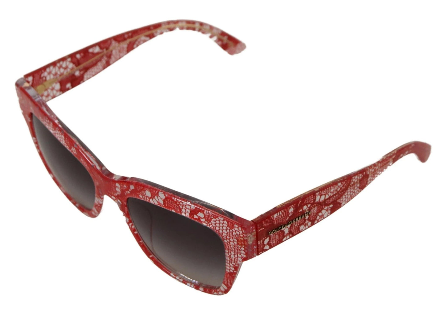 Dolce & Gabbana Red Lace Acetate Rectangle Shades DG4231F Sunglasses by Dolce & Gabbana