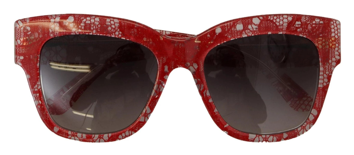 Dolce & Gabbana Red Lace Acetate Rectangle Shades DG4231F Sunglasses by Dolce & Gabbana