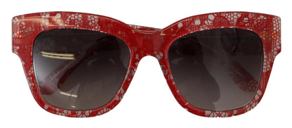 Dolce & Gabbana Red Lace Acetate Rectangle Shades DG4231F Sunglasses by Dolce & Gabbana