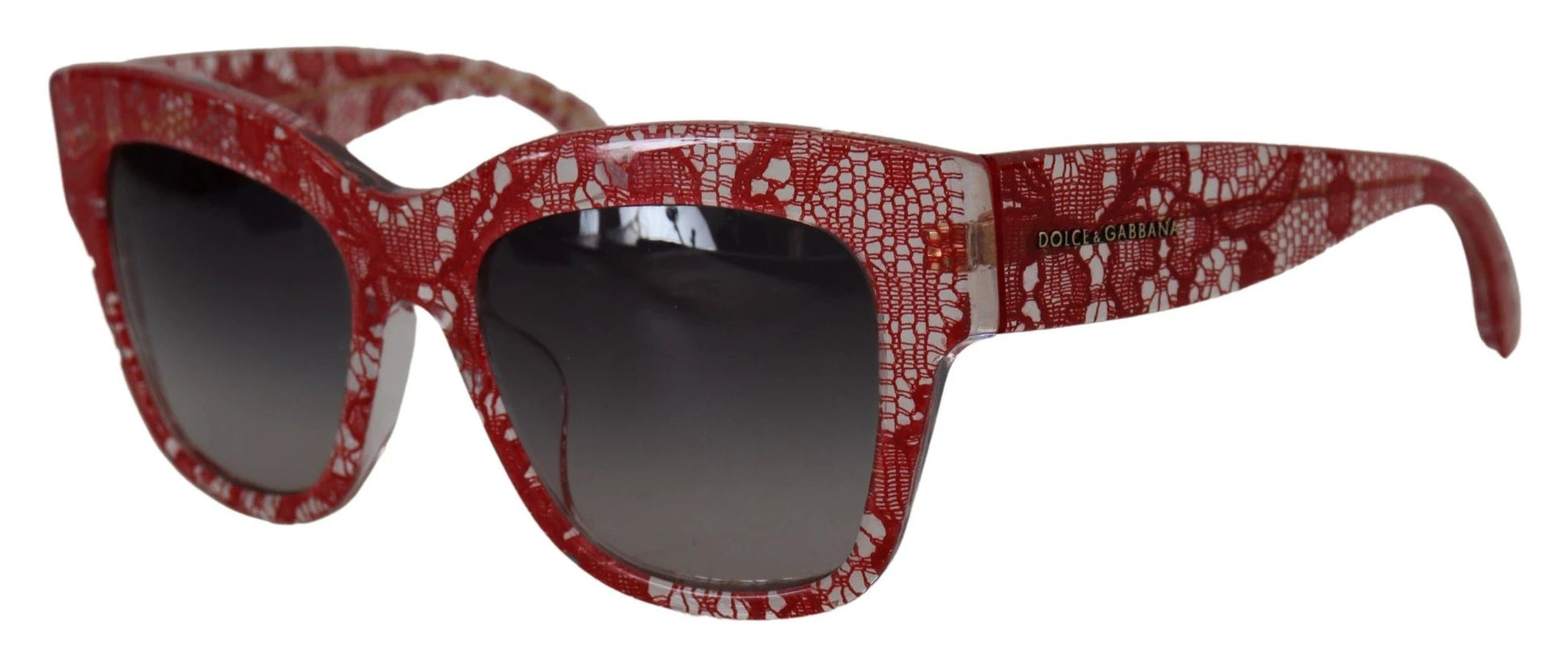 Dolce & Gabbana Red Lace Acetate Rectangle Shades DG4231F Sunglasses by Dolce & Gabbana