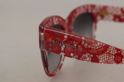 Dolce & Gabbana Red Lace Acetate Rectangle Shades DG4231F Sunglasses by Dolce & Gabbana