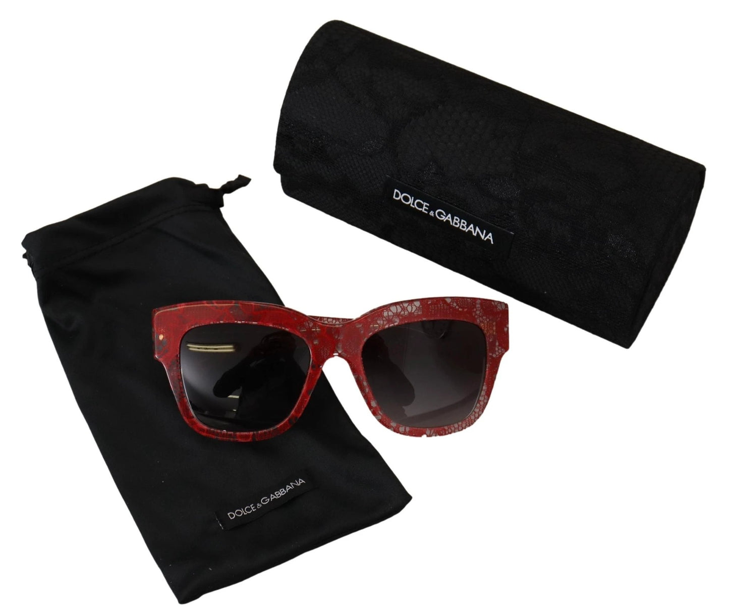 Dolce & Gabbana Red Lace Acetate Rectangle Shades DG4231Sunglasses by Dolce & Gabbana
