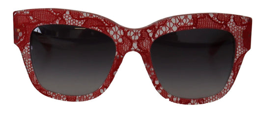 Dolce & Gabbana Red Lace Acetate Rectangle Shades DG4231Sunglasses by Dolce & Gabbana
