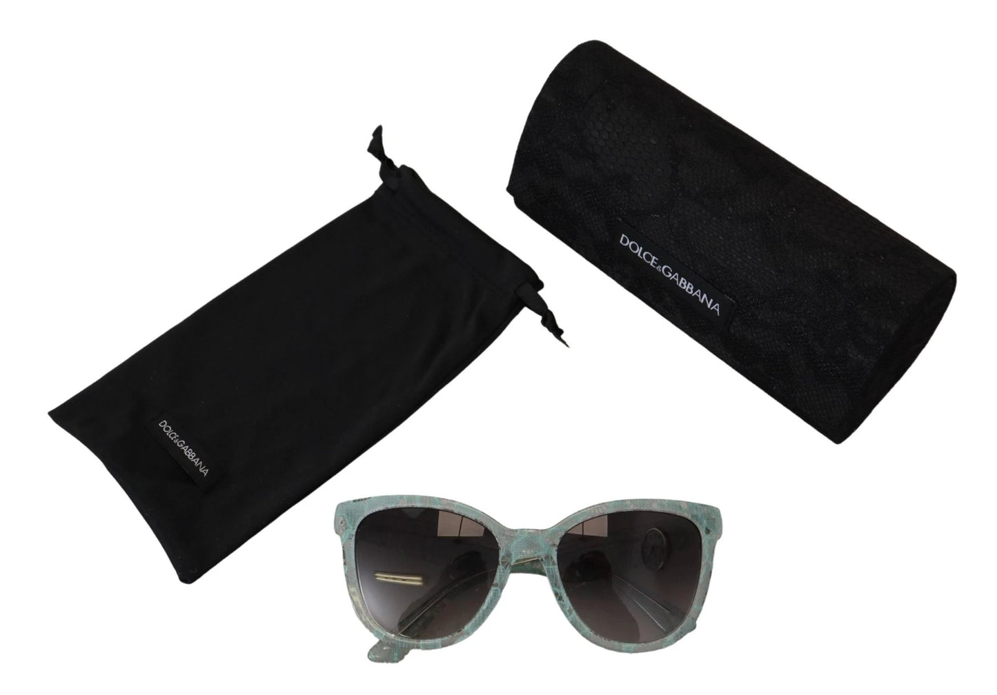 Dolce & Gabbana Blue Lace Acetate Crystal Round DG4190 Sunglasses by Dolce & Gabbana