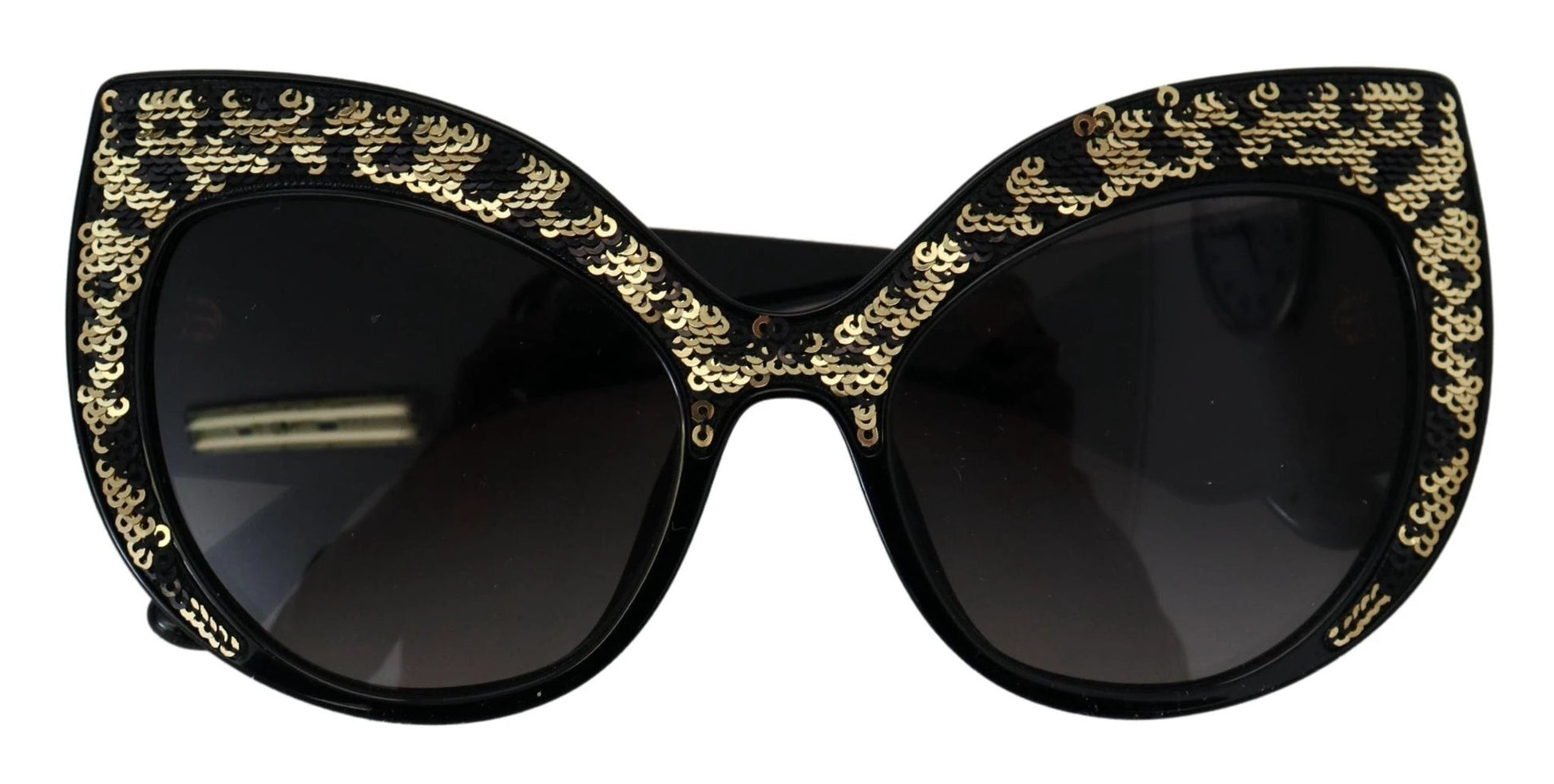 Dolce & Gabbana Black Gold Sequin Butterfly Polarized DG4326 Sunglasses by Dolce & Gabbana