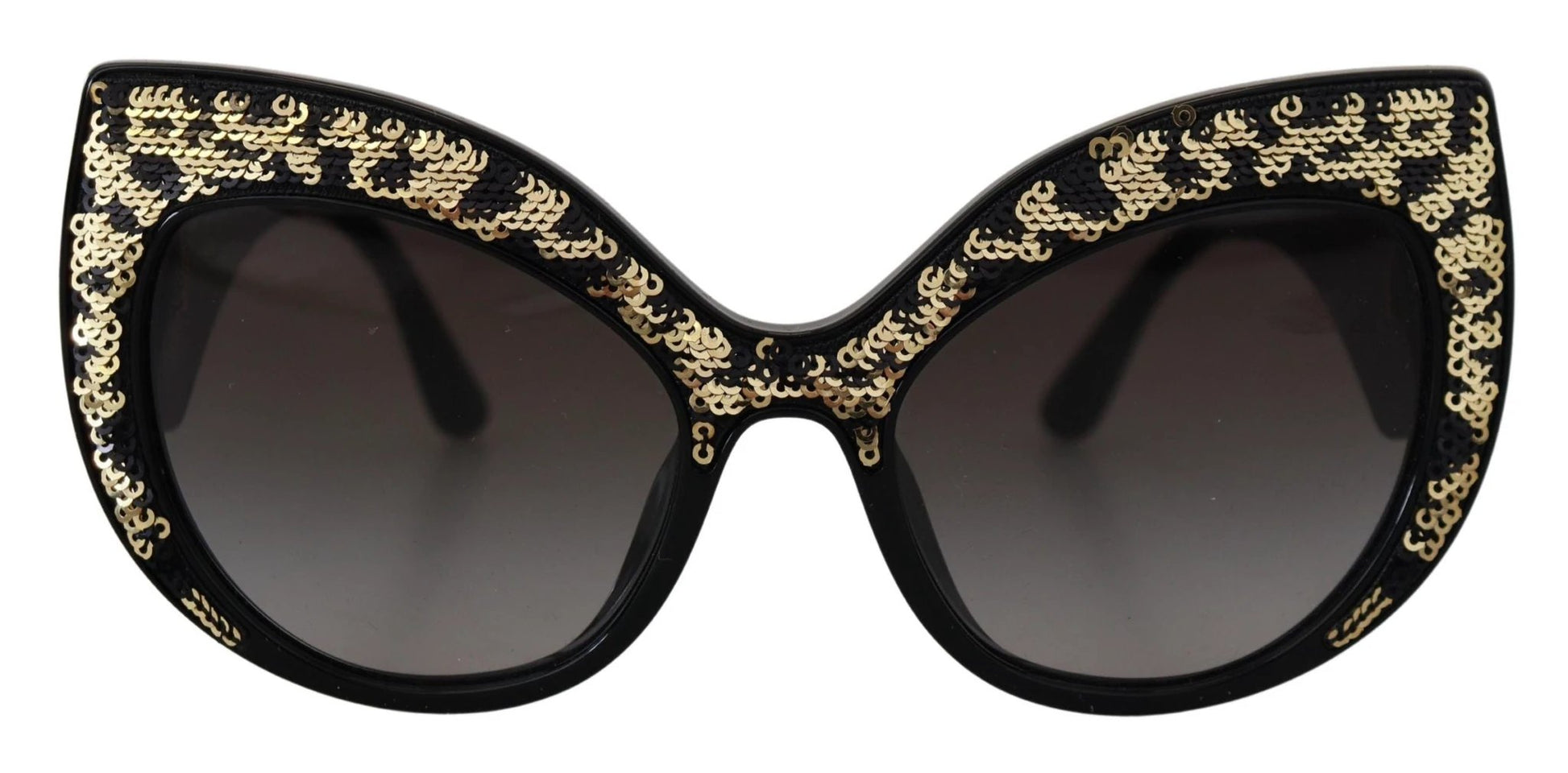 Dolce & Gabbana Black Gold Sequin Butterfly Polarized DG4326 Sunglasses by Dolce & Gabbana