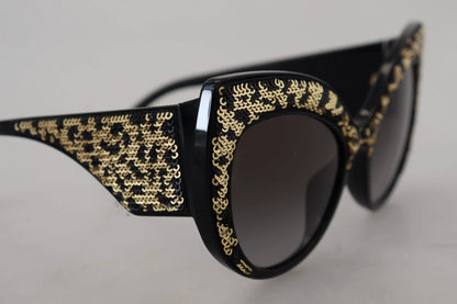 Dolce & Gabbana Black Gold Sequin Butterfly Polarized DG4326 Sunglasses by Dolce & Gabbana