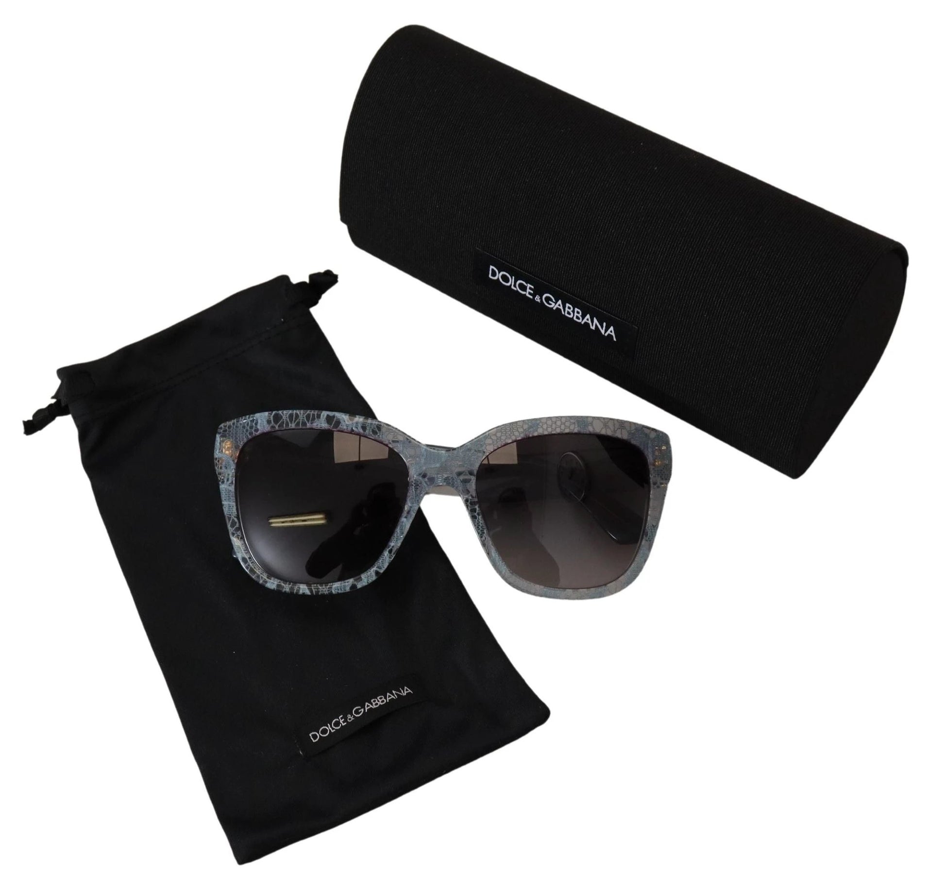 Dolce & Gabbana Blue Lace Acetate Rectangle Shades DG4226 Sunglasses by Dolce & Gabbana