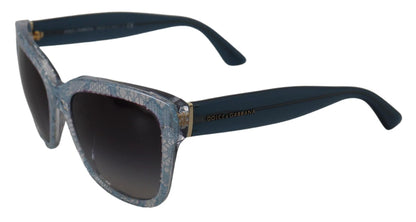 Dolce & Gabbana Blue Lace Acetate Rectangle Shades DG4226 Sunglasses by Dolce & Gabbana