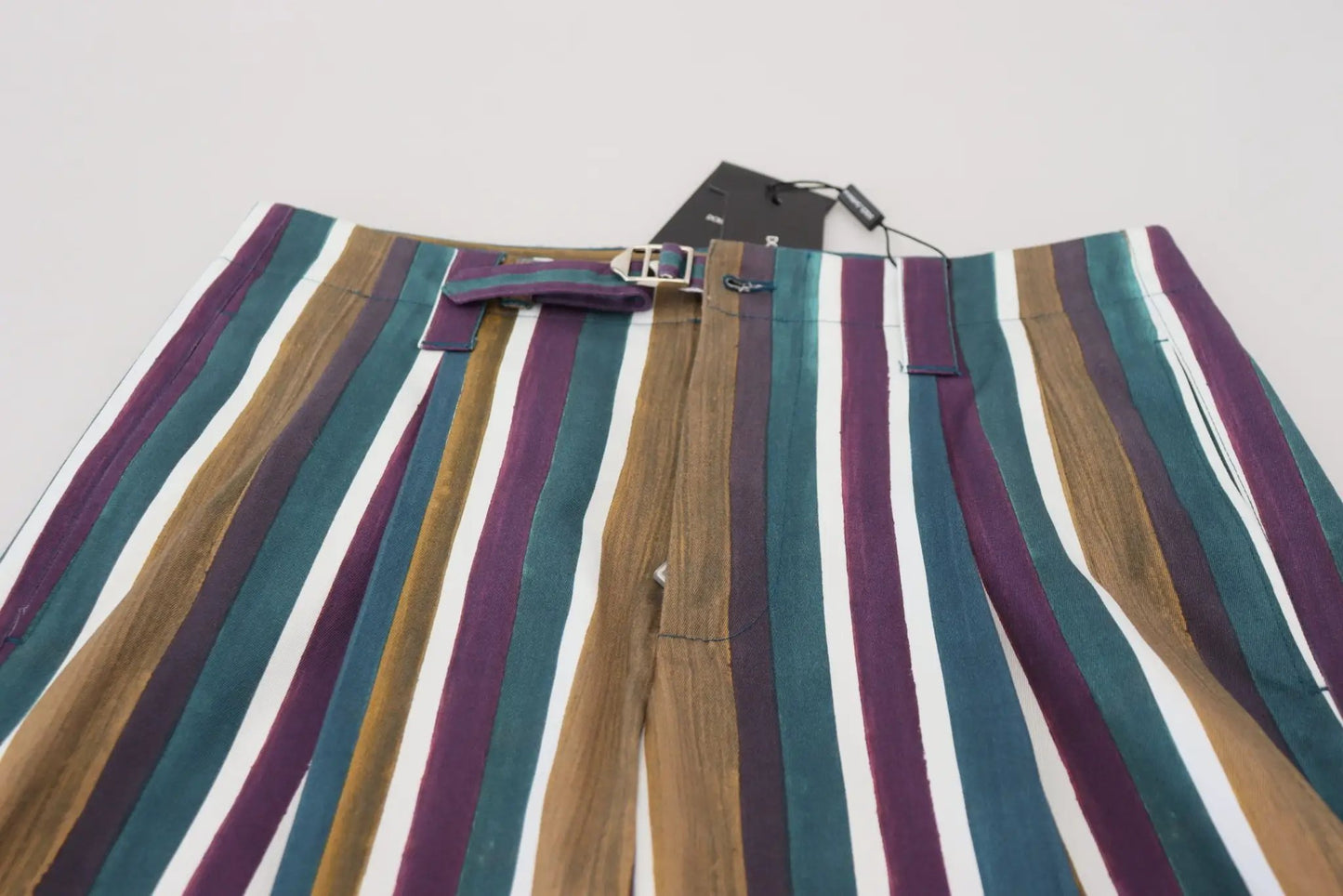 Dolce & Gabbana Multicolor Striped Stretch Cotton Shorts by Dolce & Gabbana