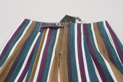 Dolce & Gabbana Multicolor Striped Stretch Cotton Shorts by Dolce & Gabbana