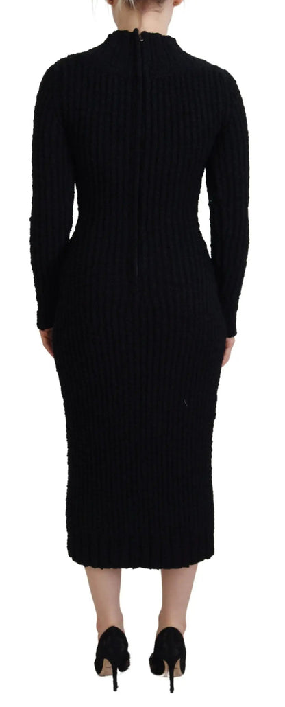 Dolce & Gabbana Black Wool Knitted Sheath Sweater Dress by Dolce & Gabbana