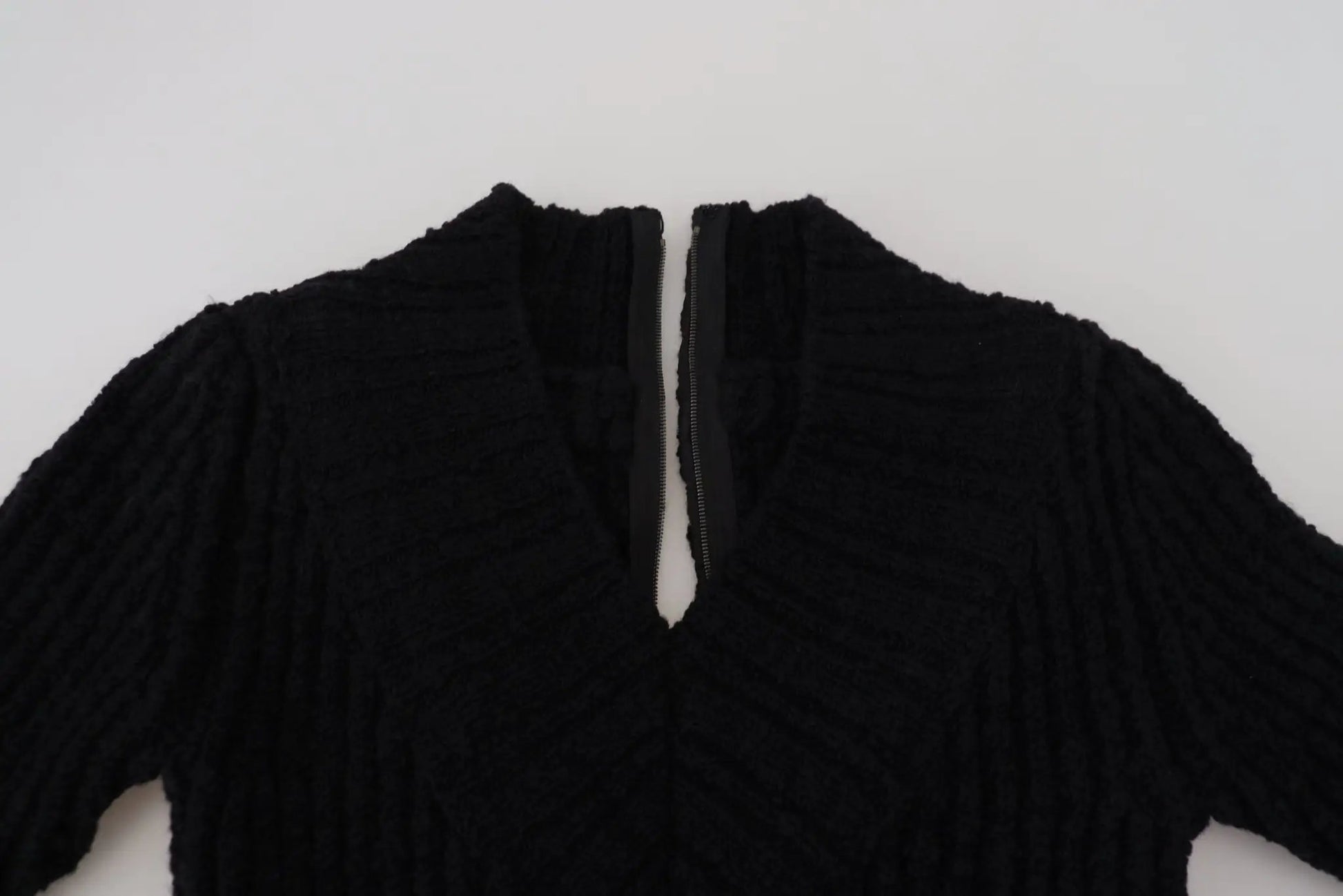 Dolce & Gabbana Black Wool Knitted Sheath Sweater Dress by Dolce & Gabbana