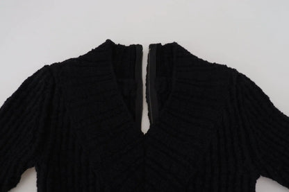 Dolce & Gabbana Black Wool Knitted Sheath Sweater Dress by Dolce & Gabbana