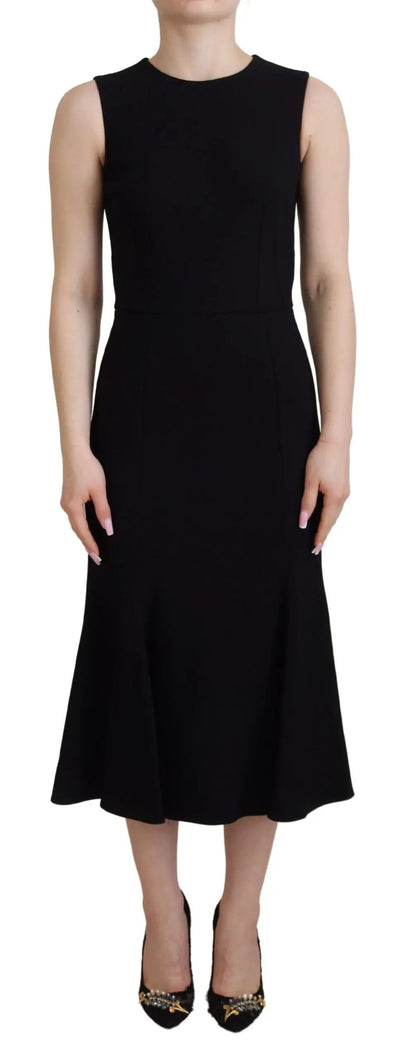 Dolce & Gabbana Black Dress Sheath Flare Viscose Dress by Dolce & Gabbana