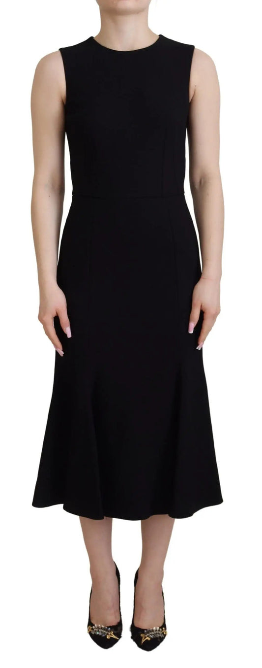 Dolce & Gabbana Black Dress Sheath Flare Viscose Dress by Dolce & Gabbana