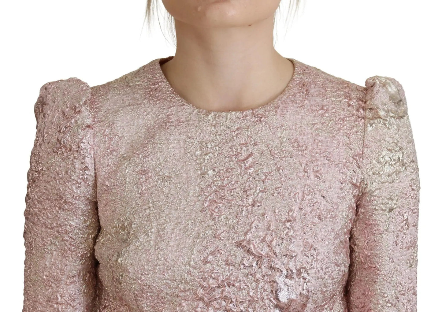 Dolce & Gabbana Pink Jaquard 3/4 Sleeve Sheath Midi Dress by Dolce & Gabbana