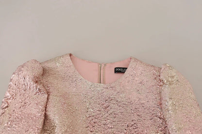 Dolce & Gabbana Pink Jaquard 3/4 Sleeve Sheath Midi Dress by Dolce & Gabbana