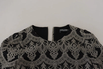Dolce & Gabbana Black Gray Jacquard Sheath Bodycon Dress by Dolce & Gabbana