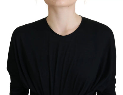 Dolce & Gabbana Black Sheath Midi Gown Wool Wrap Dress by Dolce & Gabbana