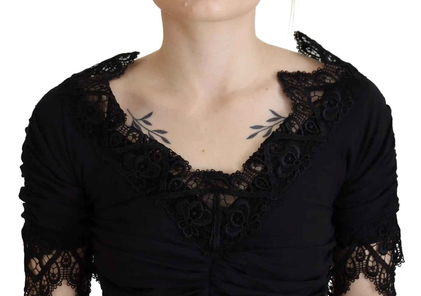 Dolce & Gabbana Black Sheath Midi Bodycon Lace Silk Dress by Dolce & Gabbana