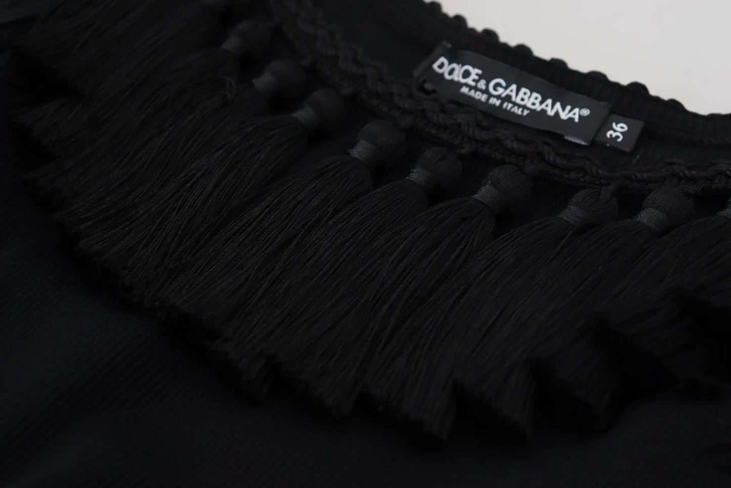 Dolce & Gabbana Black Tank Top Blouse Tassle Cotton Blouse by Dolce & Gabbana