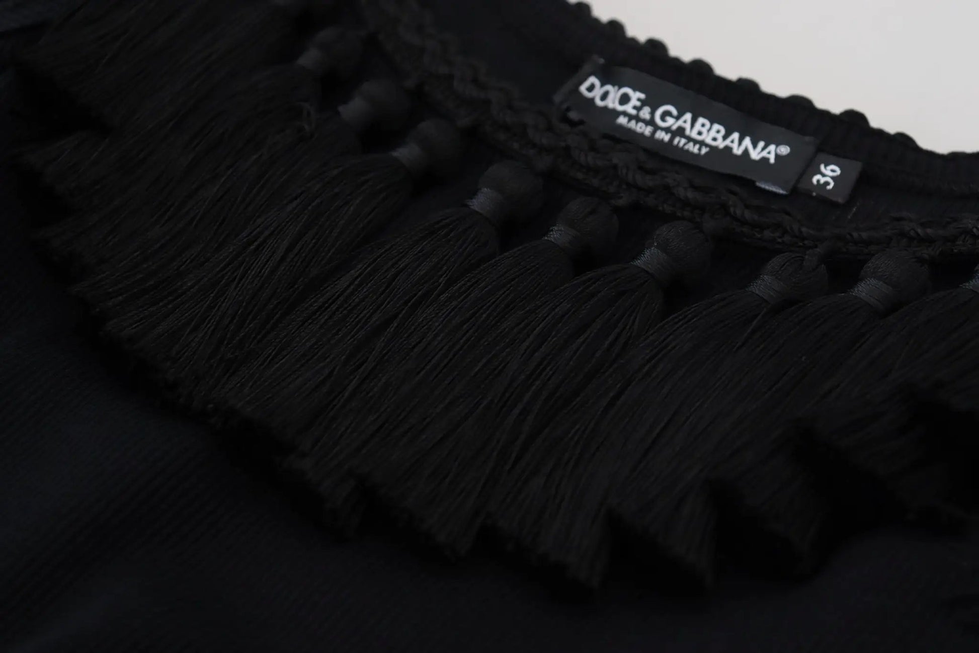 Dolce & Gabbana Black Tank Top Blouse Tassle Cotton Blouse by Dolce & Gabbana