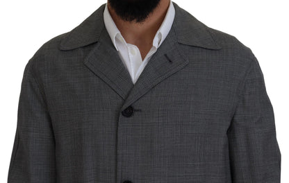 Trench Dolce & Gabbana homme long en laine à carreaux gris – KOS2172