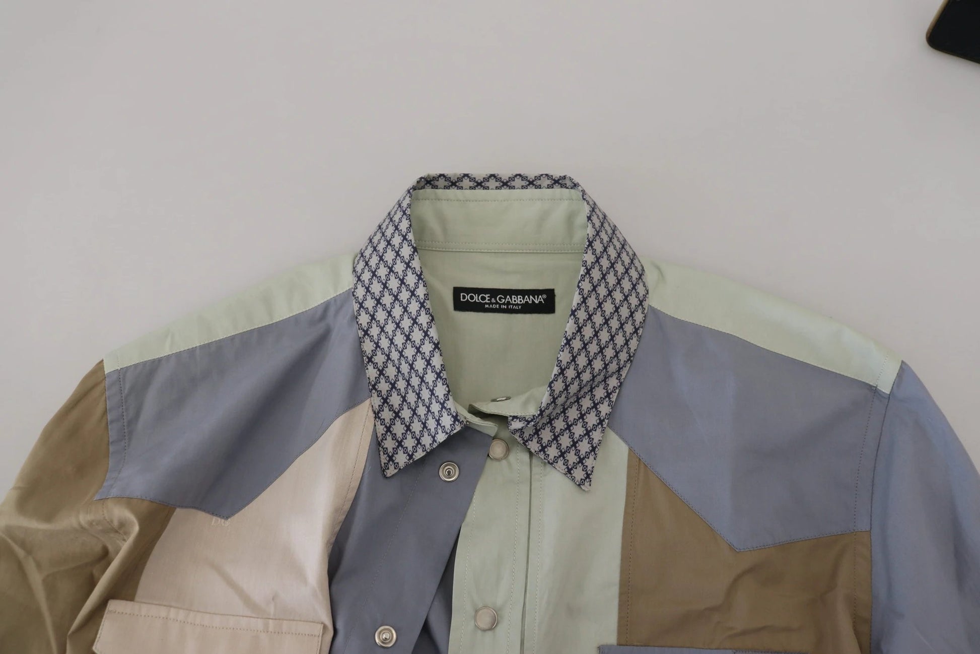 Dolce & Gabbana Multicolor Cotton Patchwork Slim Shirt by Dolce & Gabbana