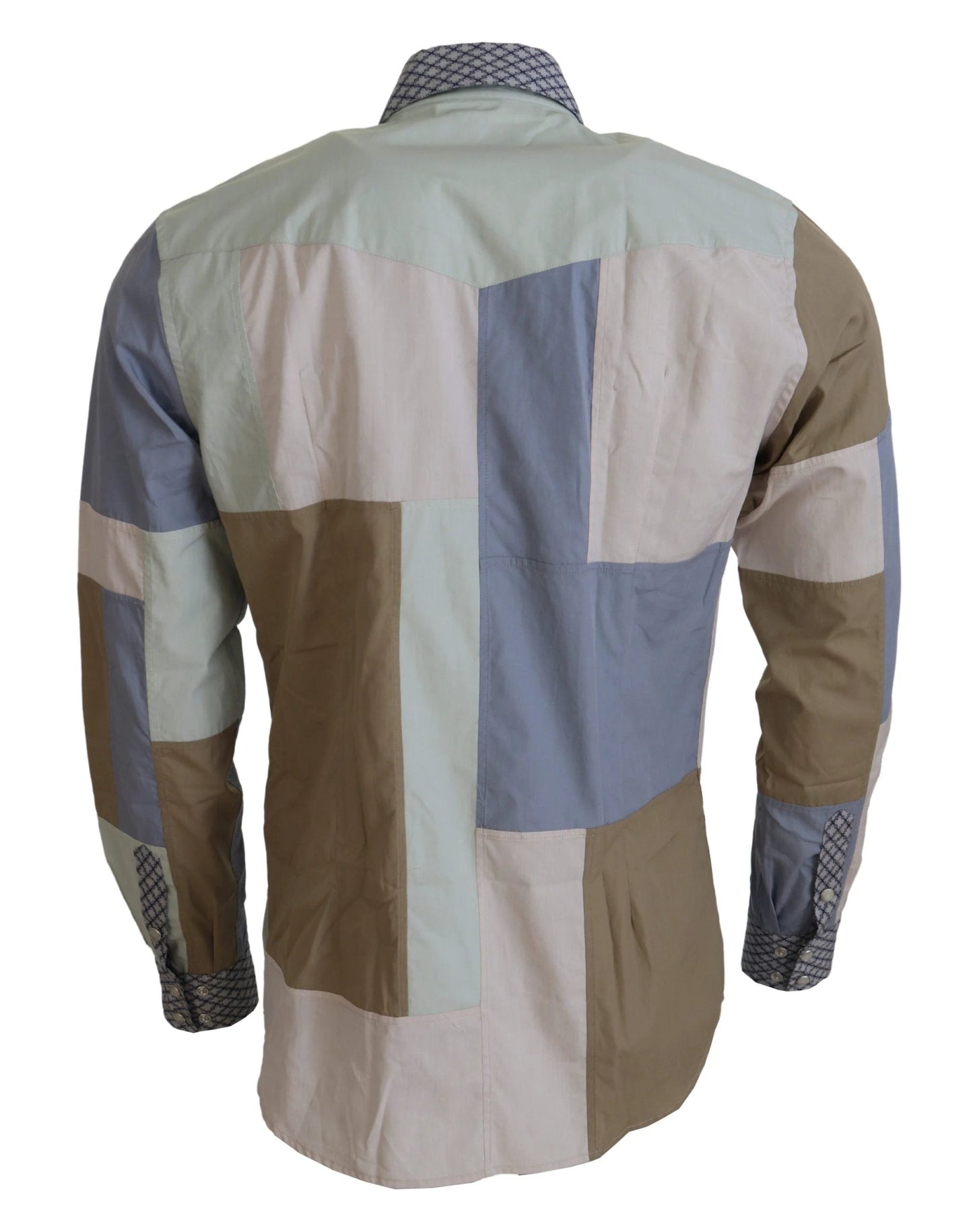 Dolce & Gabbana Multicolor Cotton Patchwork Slim Shirt by Dolce & Gabbana