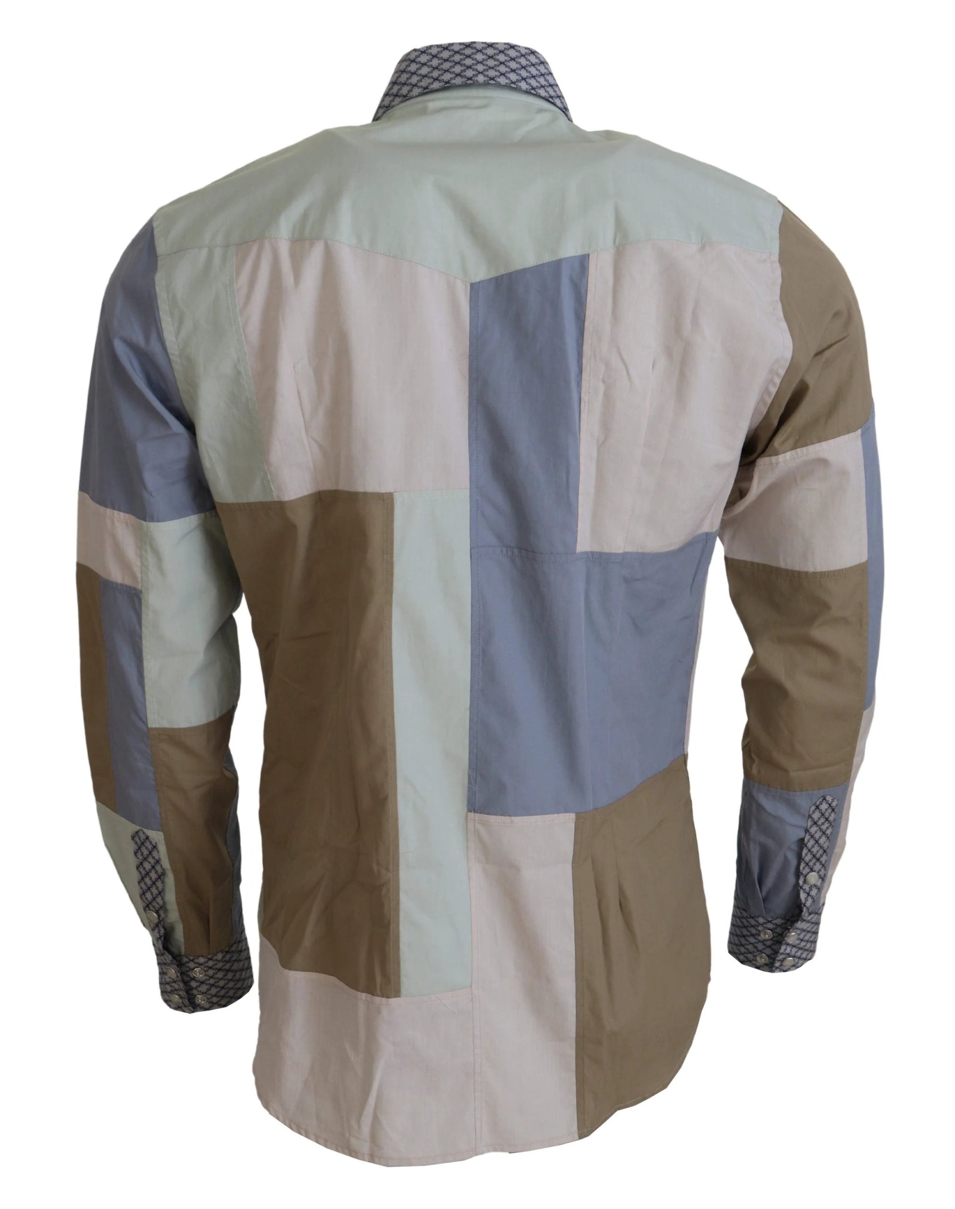 Dolce & Gabbana Multicolor Cotton Patchwork Slim Shirt by Dolce & Gabbana